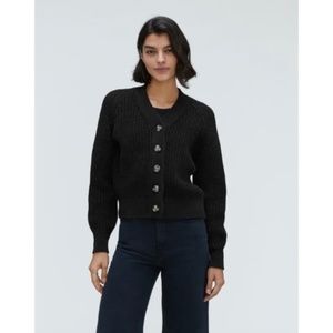 Everlane Black Chunky Button-Up Cardigan | Small